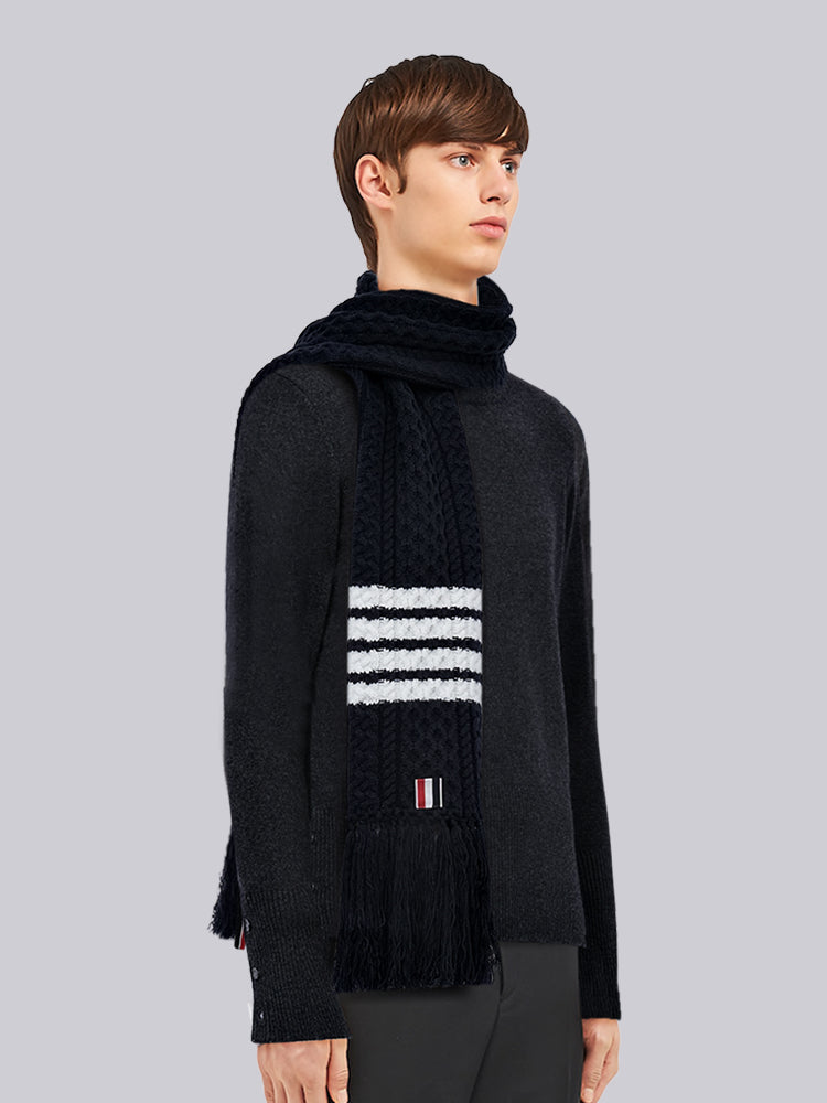 Couple knitted cable sweater scarf