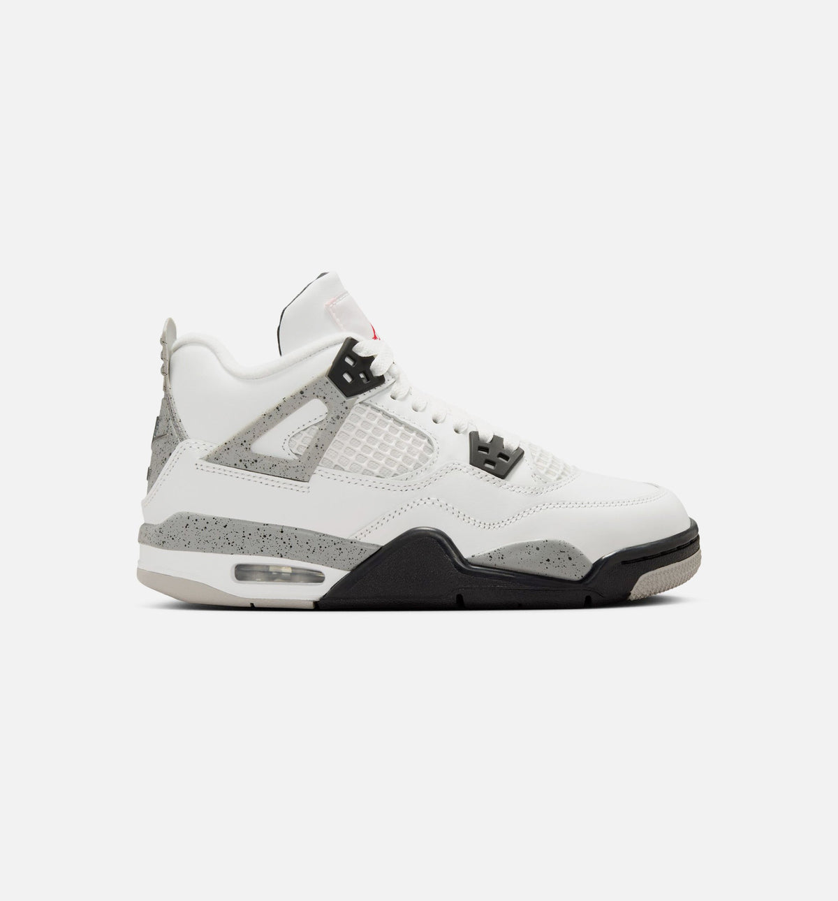 Air Jordan 4 Retro White Cement Grade School Shoes - Summit White Fire Red Cement Grey Black