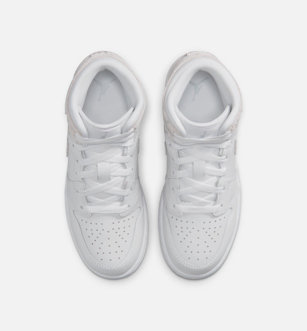 Air Jordan 1 Mid SE Grade School Lifestyle Shoe - WhiteField Silver