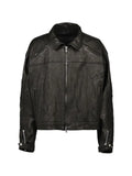 FILTH zip-up panelled leather biker jacket