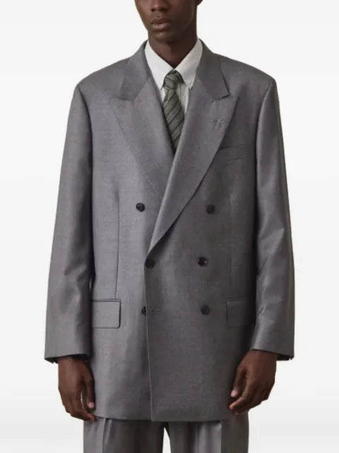 Paul Smith oversized grey pin-dot wool double-breasted blazer