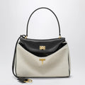 Balenciaga - Small Rodeo handbag in linen and lambskin, natural/black