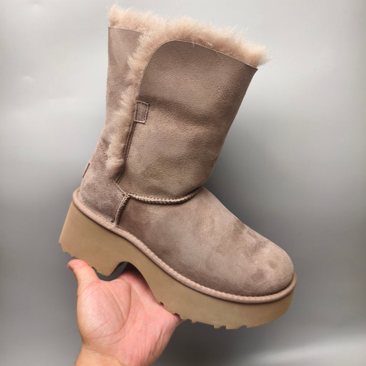 Walnut Wedge Chunky Sole Mid-Calf Fashion Boots — New Arrival | In Stock