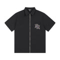 MIXED EMOTION Embellished Zip-Front Short-Sleeve Shirt