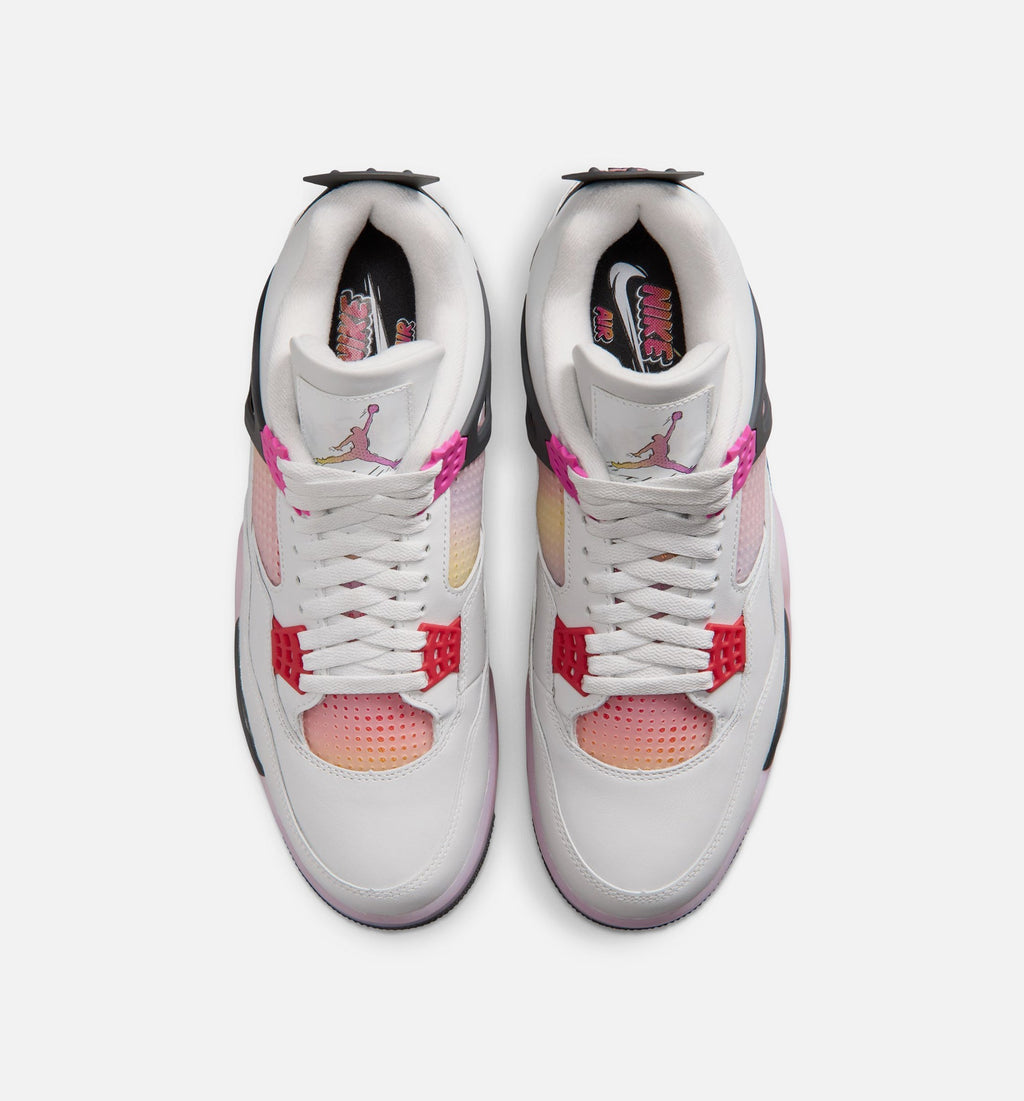 Air Jordan 4 Retro Comic Men's Lifestyle Shoes - Off White/Fire Pink/Anthracite