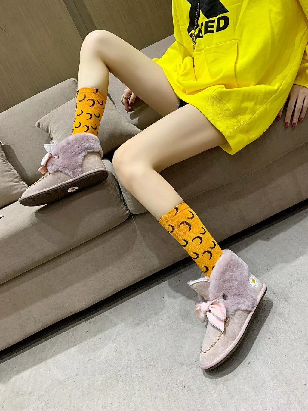Daisy Chain Ribbon Snow Boot — Dusty Pink | New Arrival | In Stock