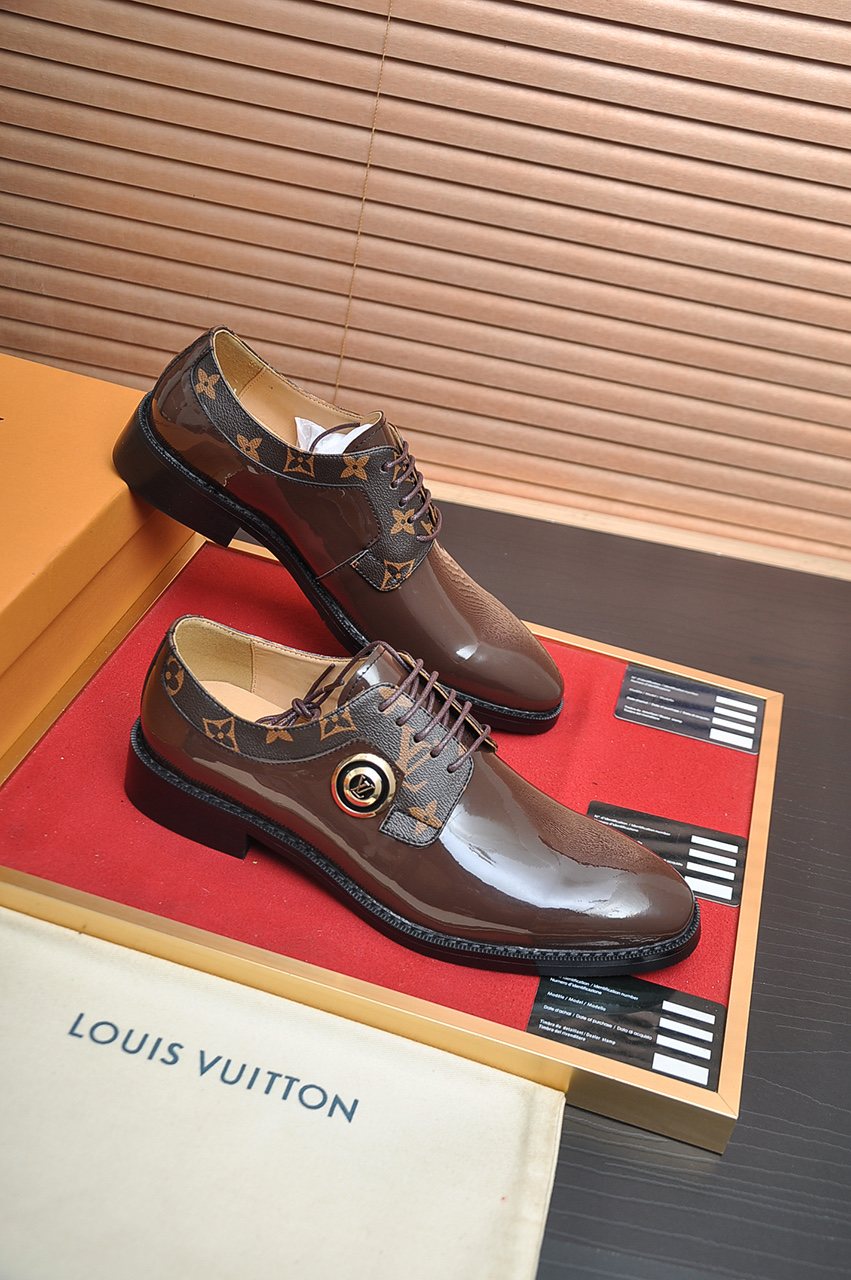 Louis Vuitton Patterned-Trim Lace-Up Dress Shoes