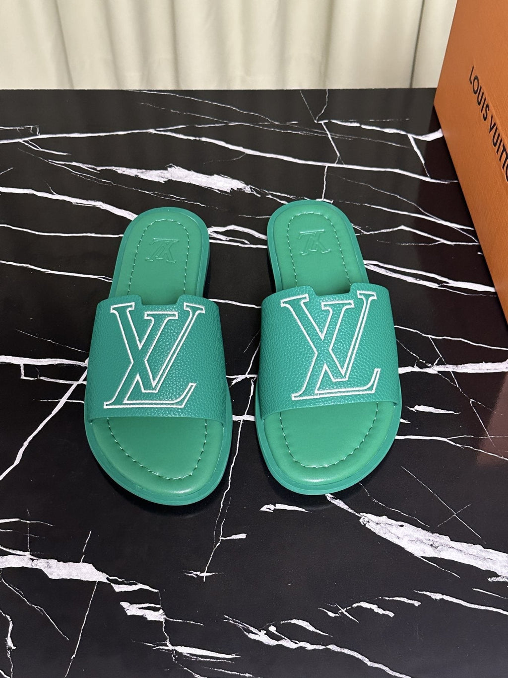 Louis Vuitton Men's Lettered Strap Slide Sandals