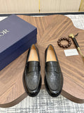 Dior Textured Leather Loafers - Black and Dark Gray