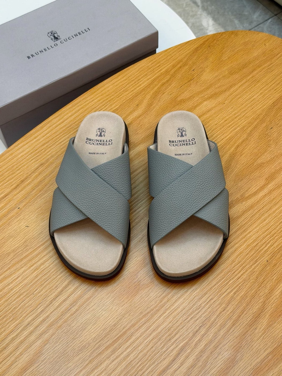 Brunello Cucinelli Crossover Slide Sandals