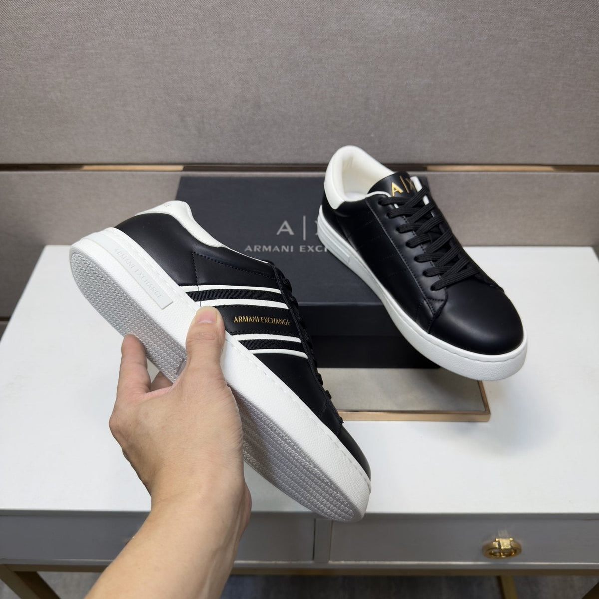 Armani Men's Stripe Sneakers